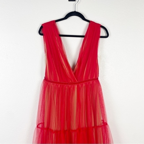 Sau Lee Chloe Tulle Maxi Dress Red Formal Evening Party - Picture 4 of 10